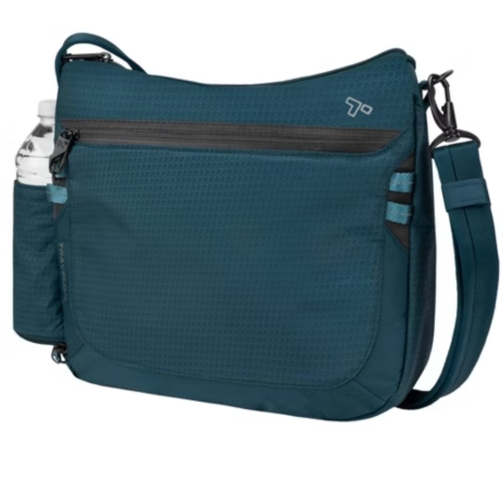 Travelon Rfid Anti-theft Medium Crossbody Bag Teal Blue with 5-Point Protection